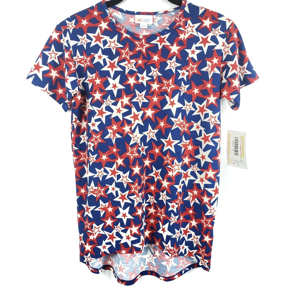 LuLaRoe Gracie Red White Blue Stars 4th of July